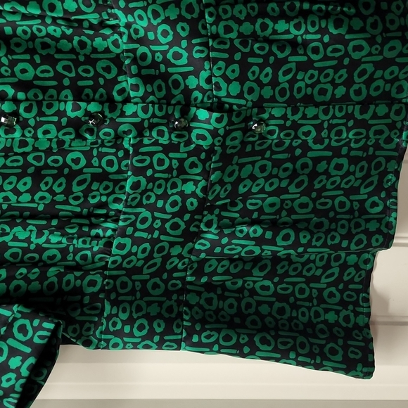 Victor Alfaro Emerald green 100% silk top size 10 wizard of oz - Picture 3 of 11